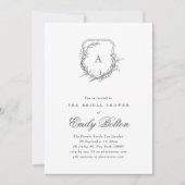 クラシックヴィンテージ植物性フローラモノグラムクレスト 招待状 (正面)