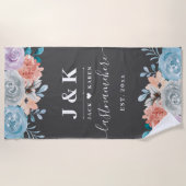 クラシックヴィンテージ植物性フローラモノグラム ビーチタオル (正面)