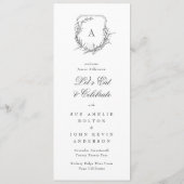 クラシックヴィンテージ植物紋章モノグラム結婚ス メニュー (裏面)