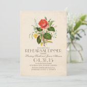 クラシックヴィンテージ水の色の花のリハーサルディナー 招待状 (スタンド正面)