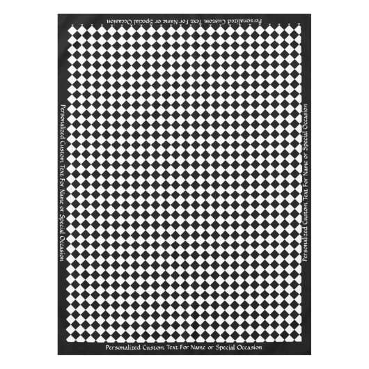 クラシックヴィンテージ白黒市松模様に パーソナライズされた テーブルクロス (正面)