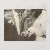 クラシックヴィンテージ結婚写真 インビテーションポストカード (正面)