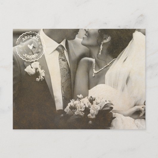 クラシックヴィンテージ結婚写真 インビテーションポストカード (正面)