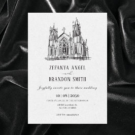 クラシックヴィンテージ結婚大聖堂 招待状