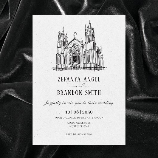クラシックヴィンテージ結婚大聖堂 招待状