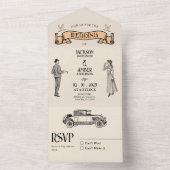 クラシックヴィンテージ結婚式 オールインワン招待状 (内側)