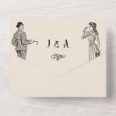 クラシックヴィンテージ結婚式 オールインワン招待状 (裏面)