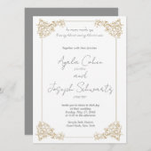 クラシックヴィンテージ縁どユーゼ結婚式招待状 招待状 (正面/裏面)