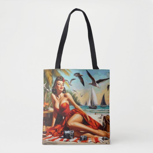 クラシックヴィンテージ美しいピンナップ トートバッグ (正面)
