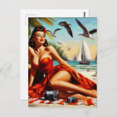 クラシックヴィンテージ美しいピンナップ ポストカード (正面/裏面)