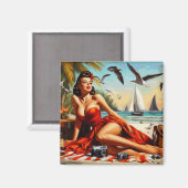 クラシックヴィンテージ美しいピンナップ マグネット (正面/裏面)