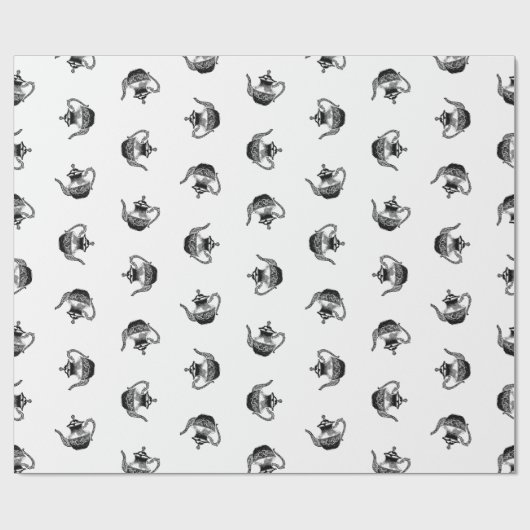 クラシックヴィンテージ茶ポットアートカスタムカラー ラッピングペーパー (フラット)