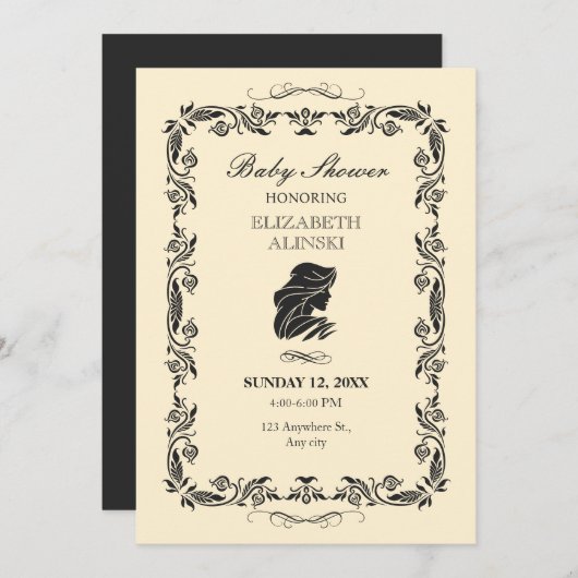 クラシックヴィンテージ華美シャワー 招待状 (正面/裏面)