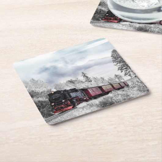 クラシックヴィンテージ蒸気機関列車997243-1 スクエアペーパーコースター (アングル)