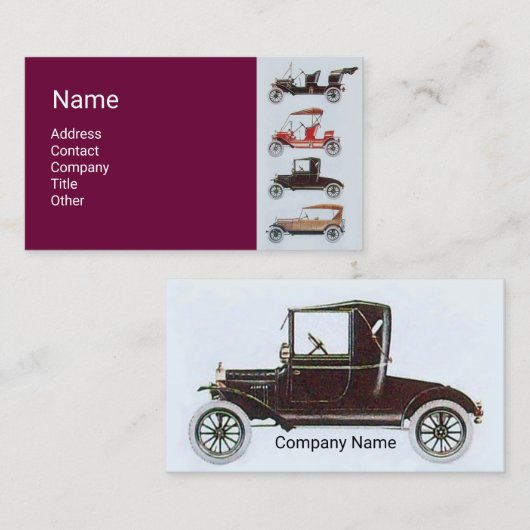 クラシックヴィンテージ車の自動修理、紫車の色 名刺 (正面/裏面)