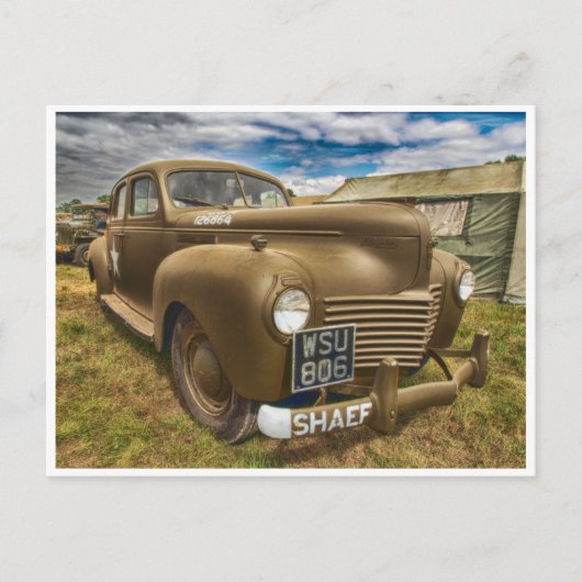 クラシックヴィンテージ軍隊アンティーク車 ポストカード (正面)