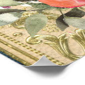 クラシックヴィンテージ金ゴールドフローラキンセアニェラ歓迎 ポスター (角)