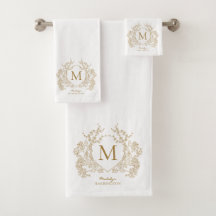 クラシックヴィンテージ金ゴールドフローラクレストモノグラム