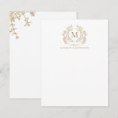 クラシックヴィンテージ金ゴールドフローラヴィンテージクレストモノグラム ノートカード (正面/裏面)