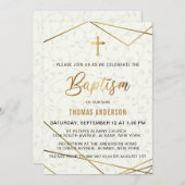 クラシックヴィンテージ金ゴールド洗礼 招待状 (正面/裏面)