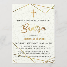 クラシックヴィンテージ金ゴールド洗礼 招待状
