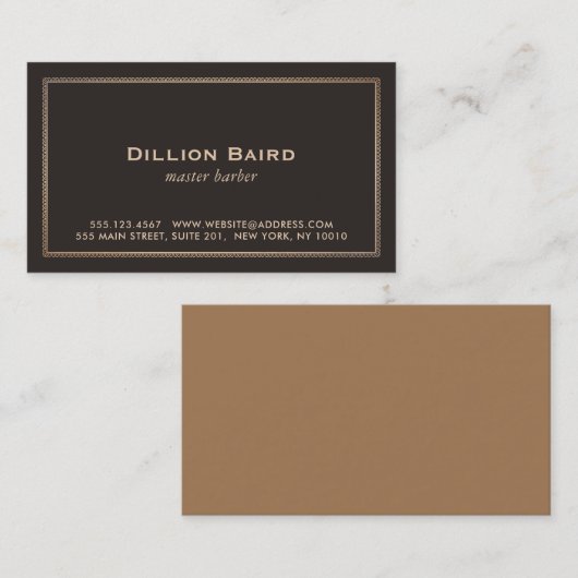 クラシックヴィンテージ金ゴールド縁どダークブラウン 名刺 (正面/裏面)