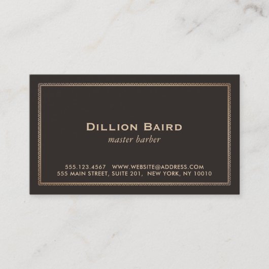 クラシックヴィンテージ金ゴールド縁どダークブラウン 名刺 (正面)