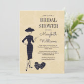 クラシックヴィンテージ50のファッションブライダルシャワーカード 招待状 (スタンド正面)