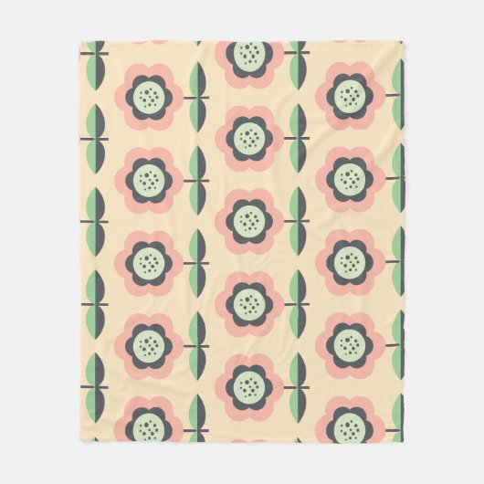 クラシックヴィンテージ:フローラシームレスデザイン フリースブランケット (正面)