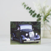 クラシックヴィンテージ – ブラックピックアップトラック ポストカード (スタンド正面)