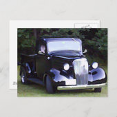 クラシックヴィンテージ – ブラックピックアップトラック ポストカード (正面/裏面)