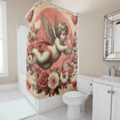 クラシックヴィンテージ/レトロキュピッドバレンタインデー シャワーカーテン (インサイチュ)