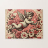 クラシックヴィンテージ/レトロキュピッドバレンタインデー ジグソーパズル (横)