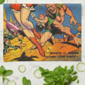 クラシックヴィンテージSCI FI漫画イラストレーション キッチンタオル (折り畳み)