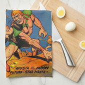 クラシックヴィンテージSCI FI漫画イラストレーション キッチンタオル (四つ折り)