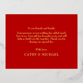 クラシック中国のエレガント結婚のフローラ感謝していだ 箔招待状ポストカード (裏面)