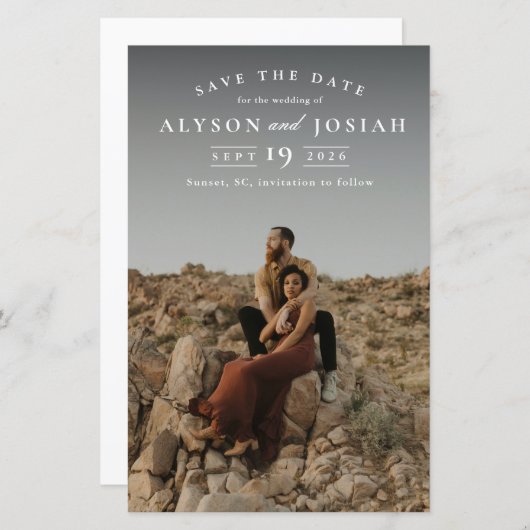 クラシック予算フォトウェディング日付の保存 (正面/裏面)