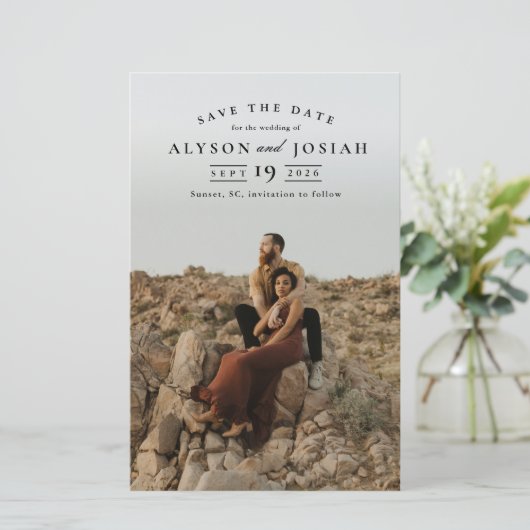 クラシック予算フォトウェディング日付の保存 (スタンド正面)