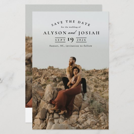 クラシック予算フォトウェディング日付の保存 (正面/裏面)