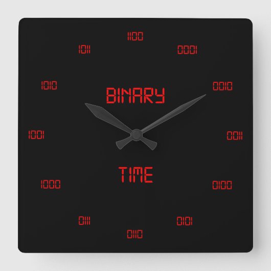 クラシック二項番号方式 スクエア壁時計 (正面)