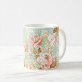 クラシック人気がある花シームレスパターン背景 コーヒーマグカップ (正面右)