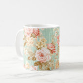 クラシック人気がある花シームレスパターン背景 コーヒーマグカップ (正面左)