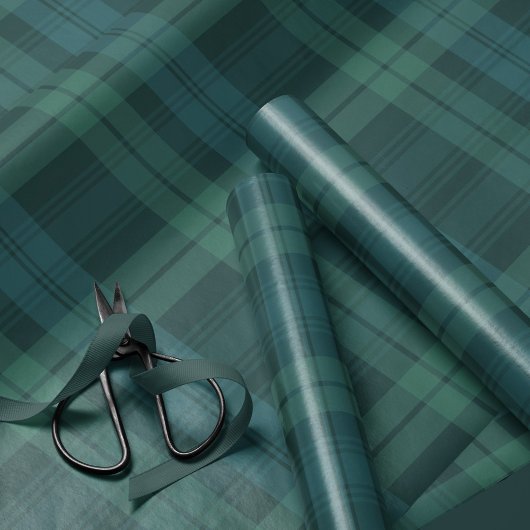 クラシック休日のプライはっきりしたド海軍の緑タータンチェック ラッピングペーパー