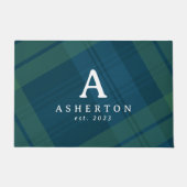 クラシック休日のプライドネイビーカスタムグリーン ドアマット (正面)