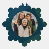 クラシック休日のplaidシンプル2つの写真クリスマス オーナメントカード (裏面)