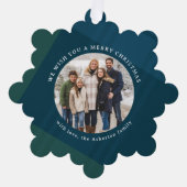 クラシック休日のplaidシンプル2つの写真クリスマス オーナメントカード (正面)