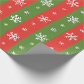クラシック休日ストライプ – 赤&緑クリスマス ラッピングペーパー (角)