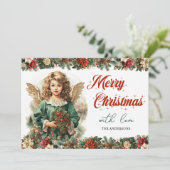 クラシック伝統的のクリスマスビクトリアン天使 シーズンカード (スタンド正面)