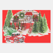 クラシック伝統的サンタクロースの雪のクリスマス ラッピングペーパーシート (正面3)