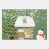 クラシック伝統的サンタクロースの雪のクリスマス ラッピングペーパーシート (正面2)